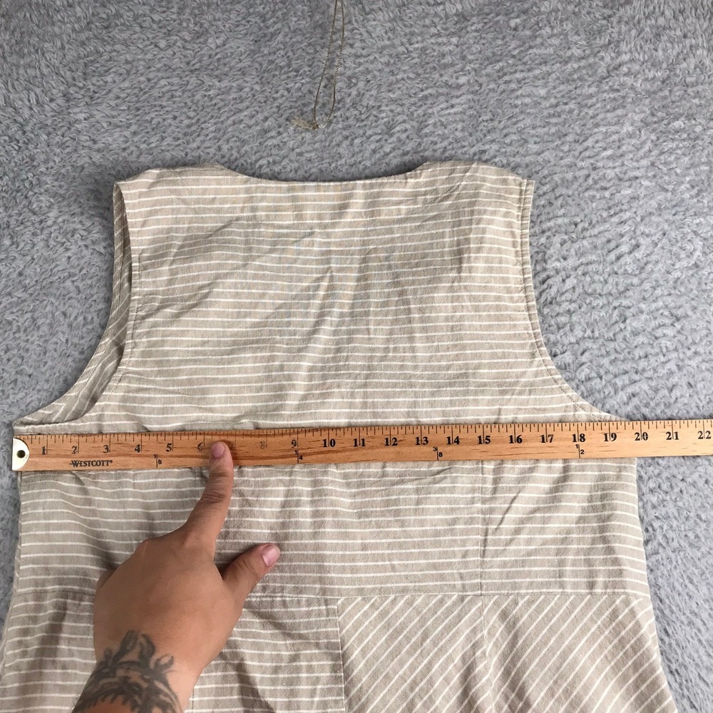 Soft Surroundings Dress Womens XL Tan Striped Hemp Cotton Asymmetric Button Midi - Picture 11 of 12